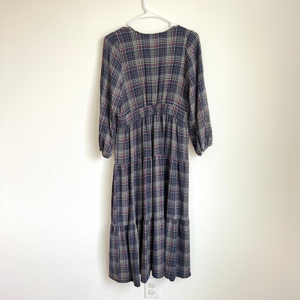 Marine Layer Maeve Purple Plaid Button Trad Dress Women's Size Medium - Picture 6 of 11